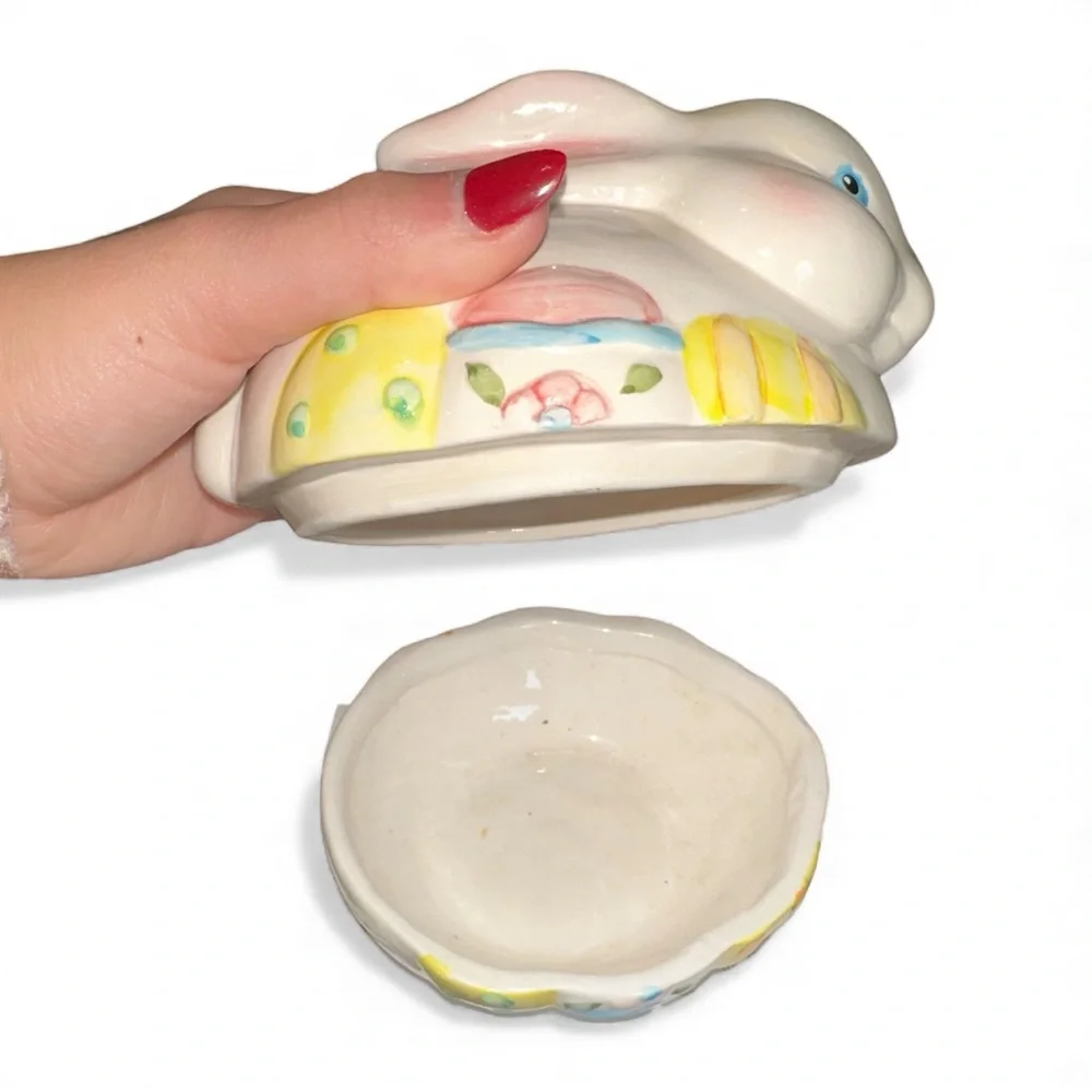 Vintage Ceramic Easter Bunny Trinket Dish